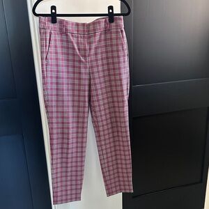 J CREW Cameron sz 10 Pink Plaid Trousers